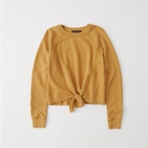 A&F Mustard Tie-Front Sweatshirt